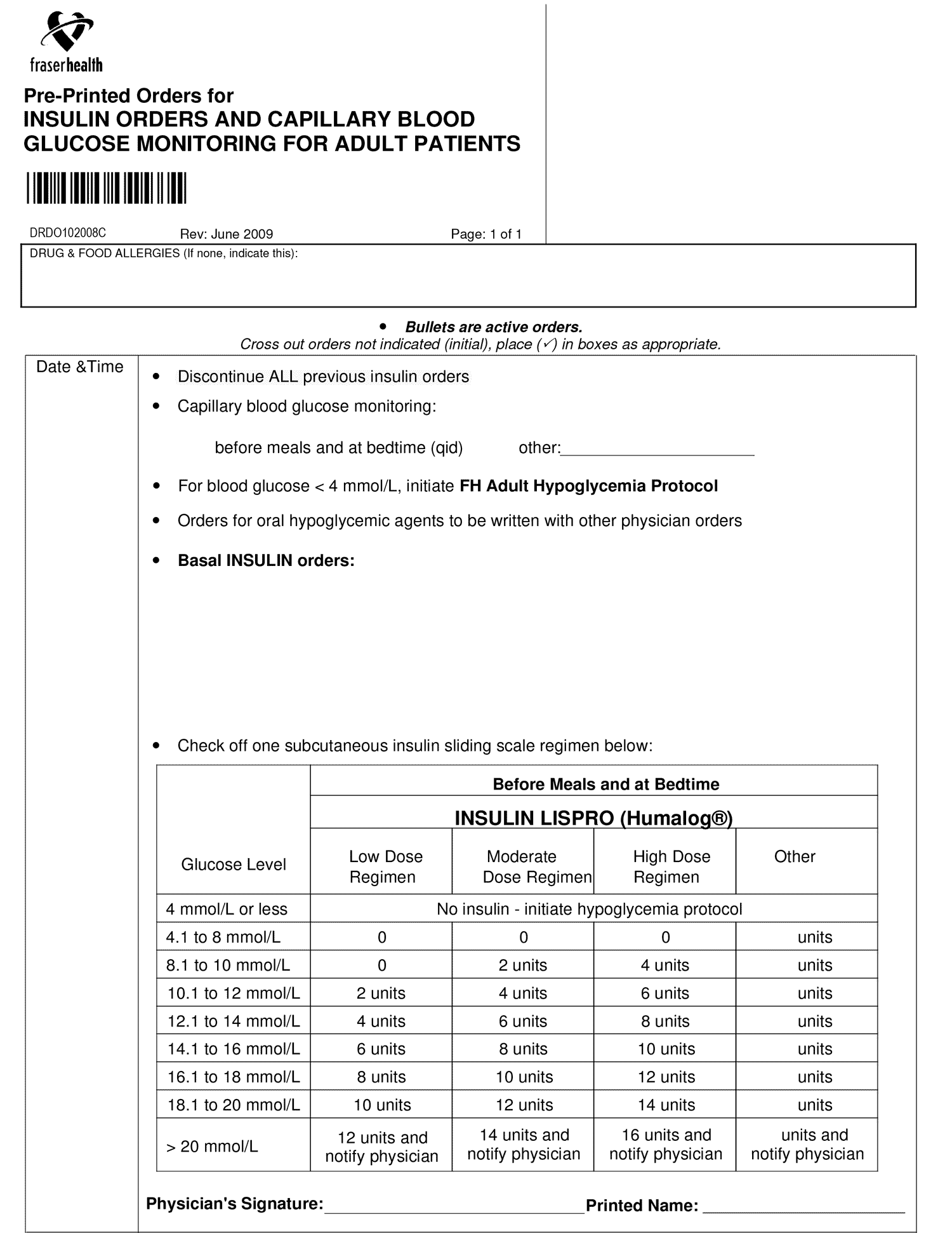 FH Insulin Sliding Scale 2016 - World EMR