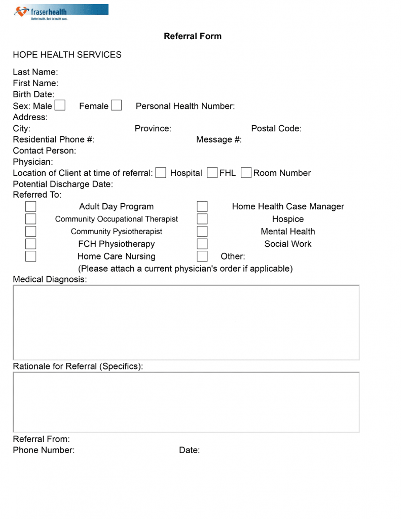 Hope Health Services Referral eForm updated 2022 - World EMR