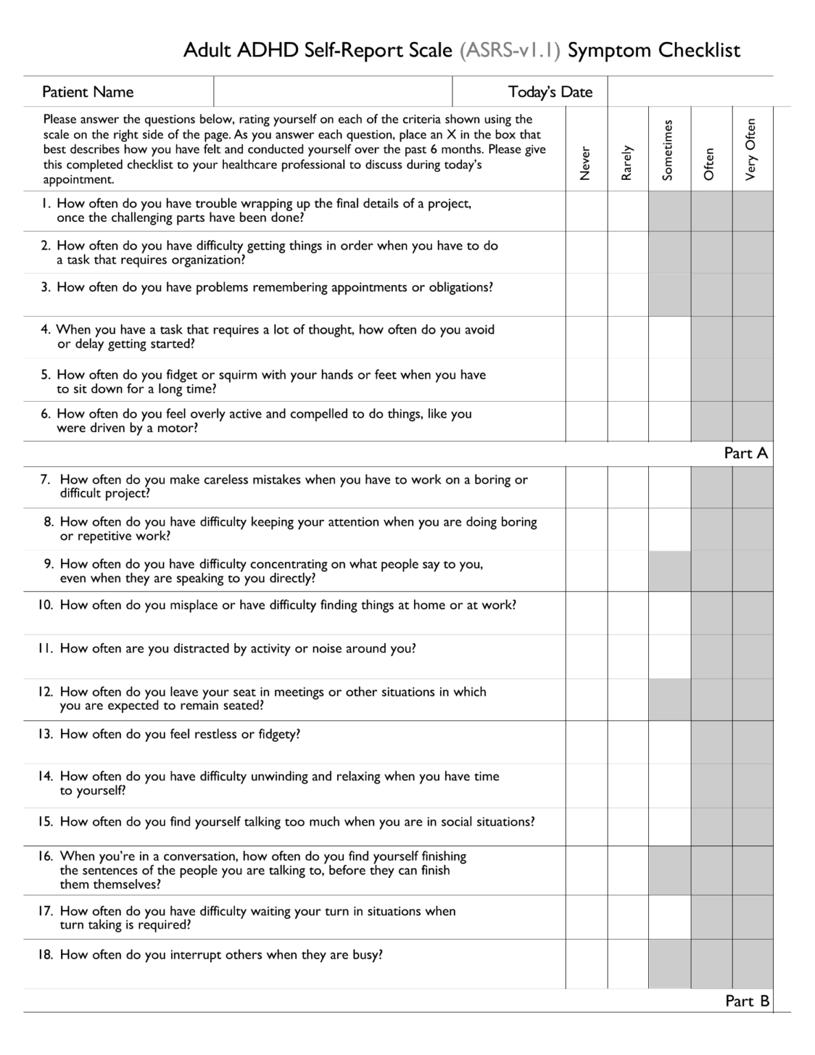 Adult adhd self report scale world emr