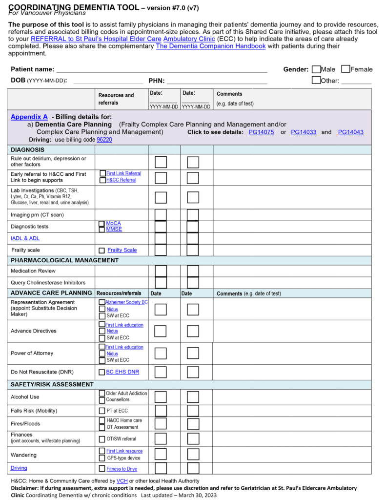 Health Care Tools.pdf Dementia Tool: Vancouver Coastal Health, Providence Health Care - World EMR