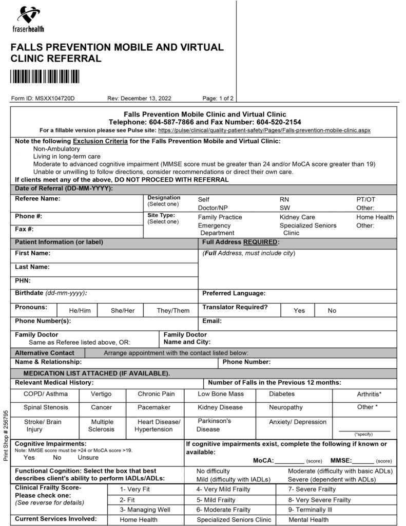 FH Falls Prevention Mobile Clinic Referral - World EMR