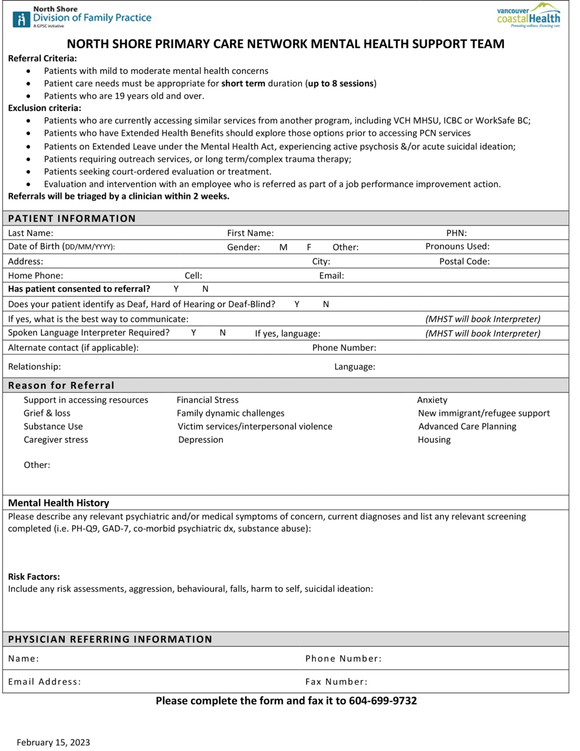 North Shore PCN Referral Form January 2024 - World EMR