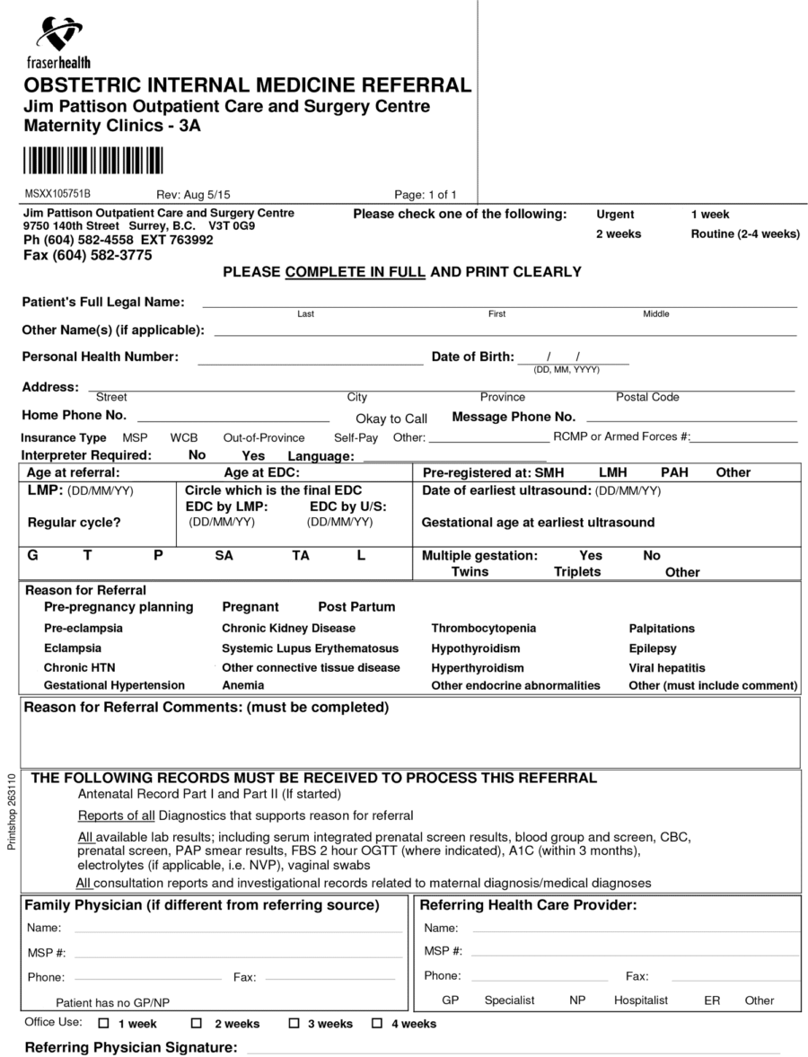 JPOCSC Obstetrics Internal Medicine referral eForm