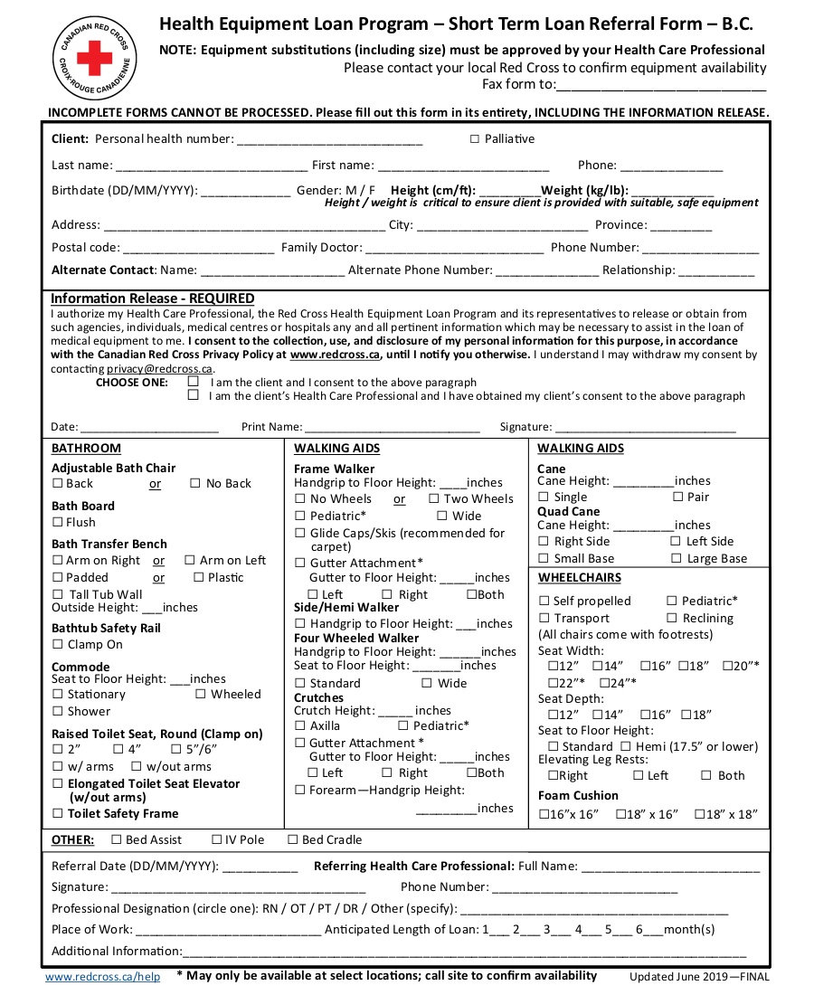 Red Cross Loan Program 2019
