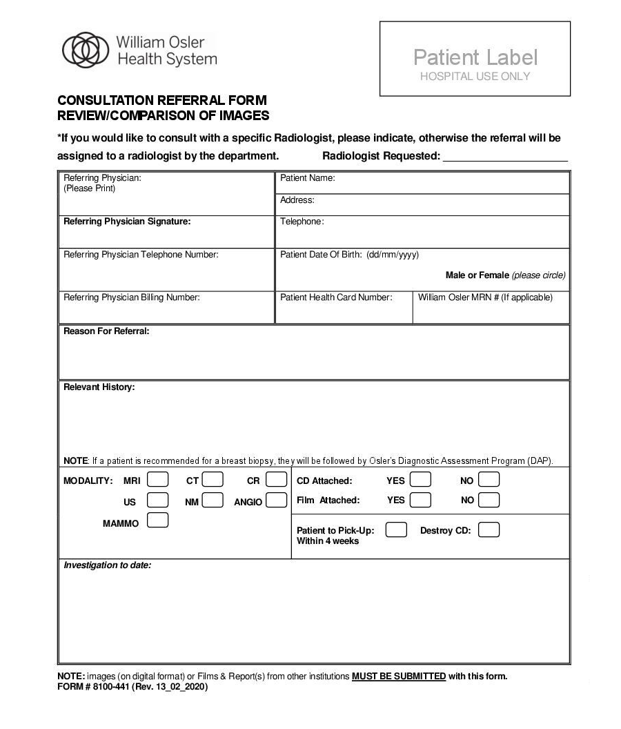 William Osler Health System ( WOHS ) Radiology Referral Comparison of Images