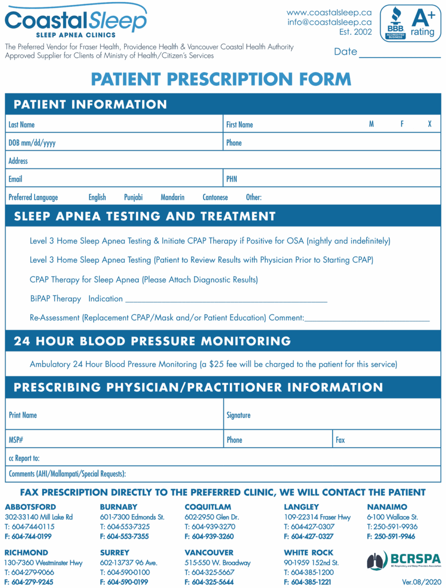 Coastal Sleep referral eForm 2020