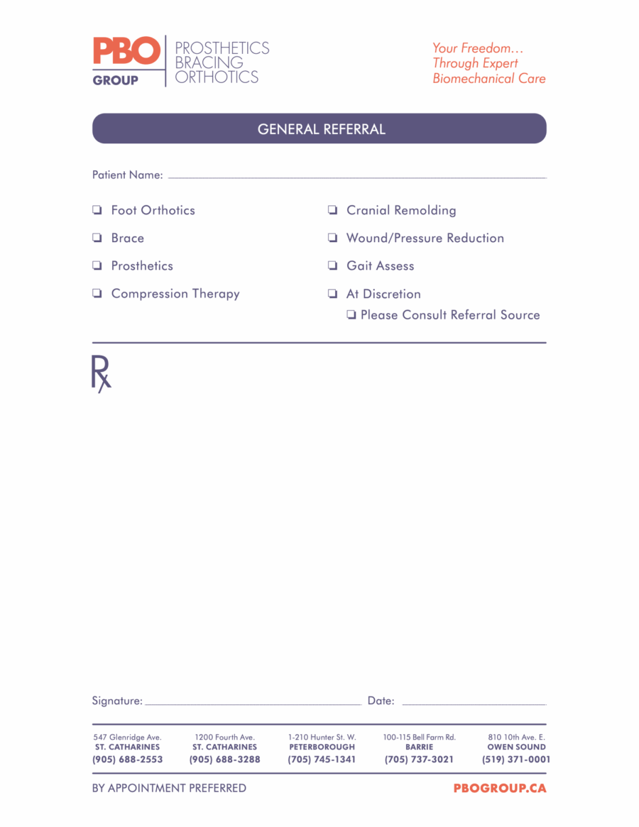 Prosthetic Bracing Orthotics Referral eForms