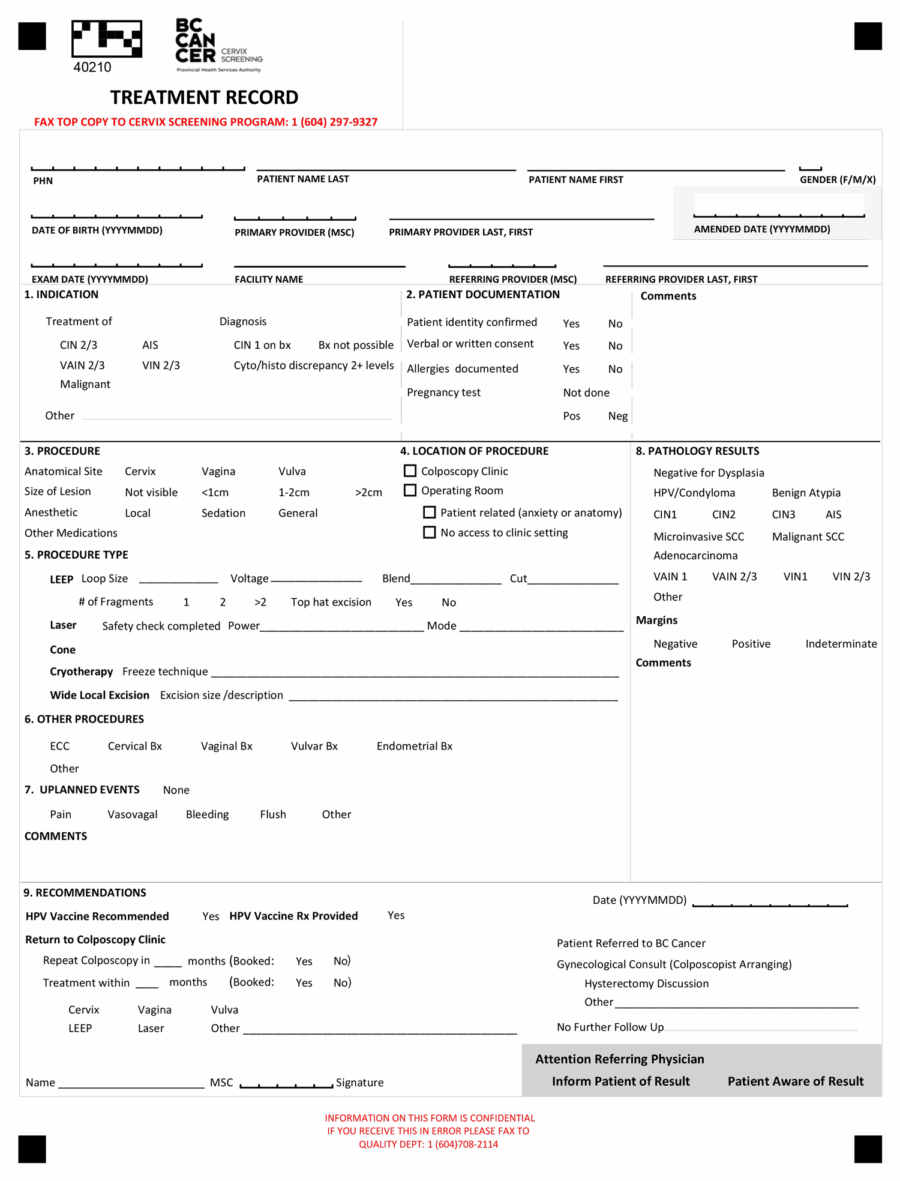 BCCA Colposcopy Encounter Form 2019