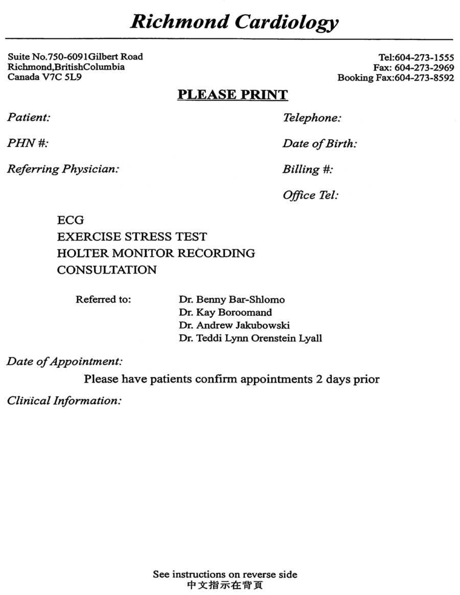 Richmond Cardiology Referral Form