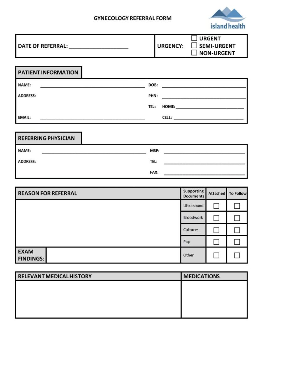 Island Health Gynecology Referral Form 2019