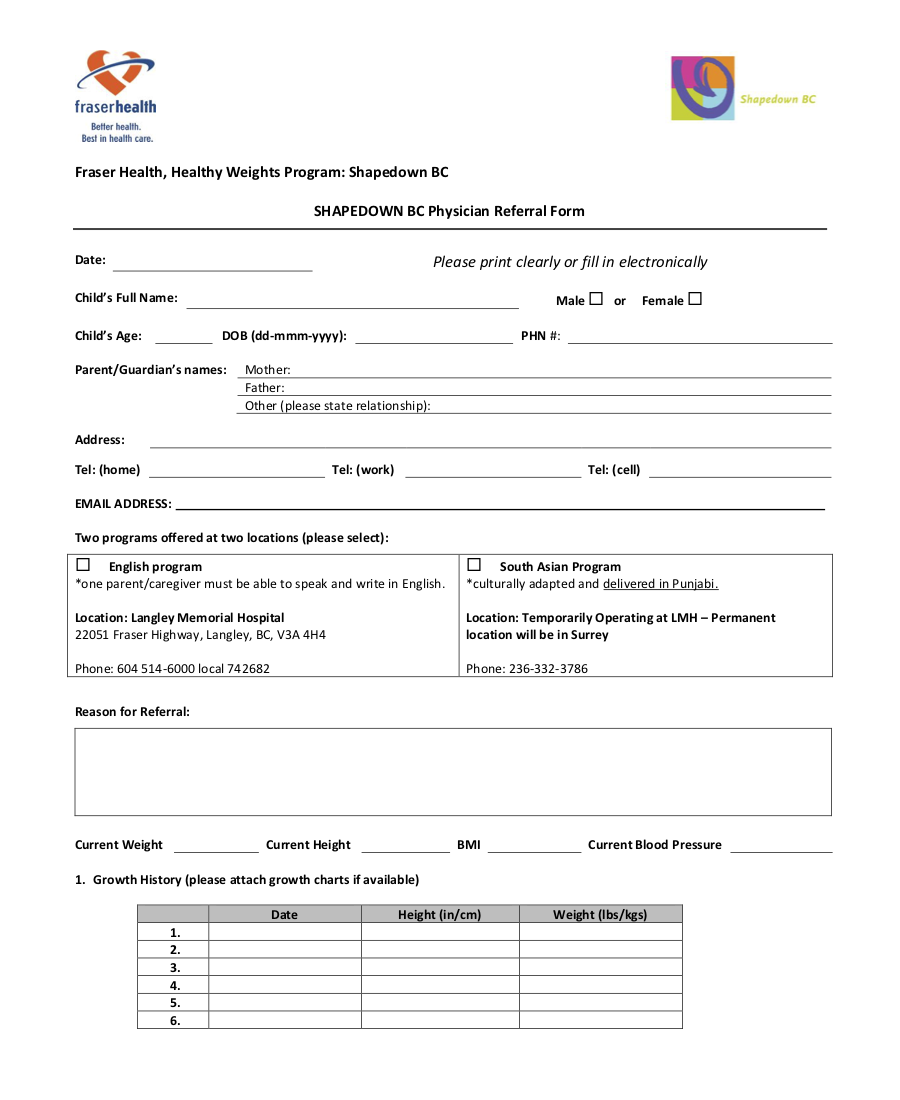 Shapedown Fraser Health referral