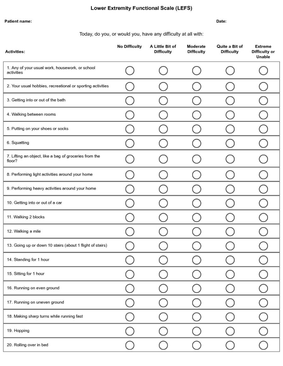Lower Extremity Functional Score (LEFS) eForm