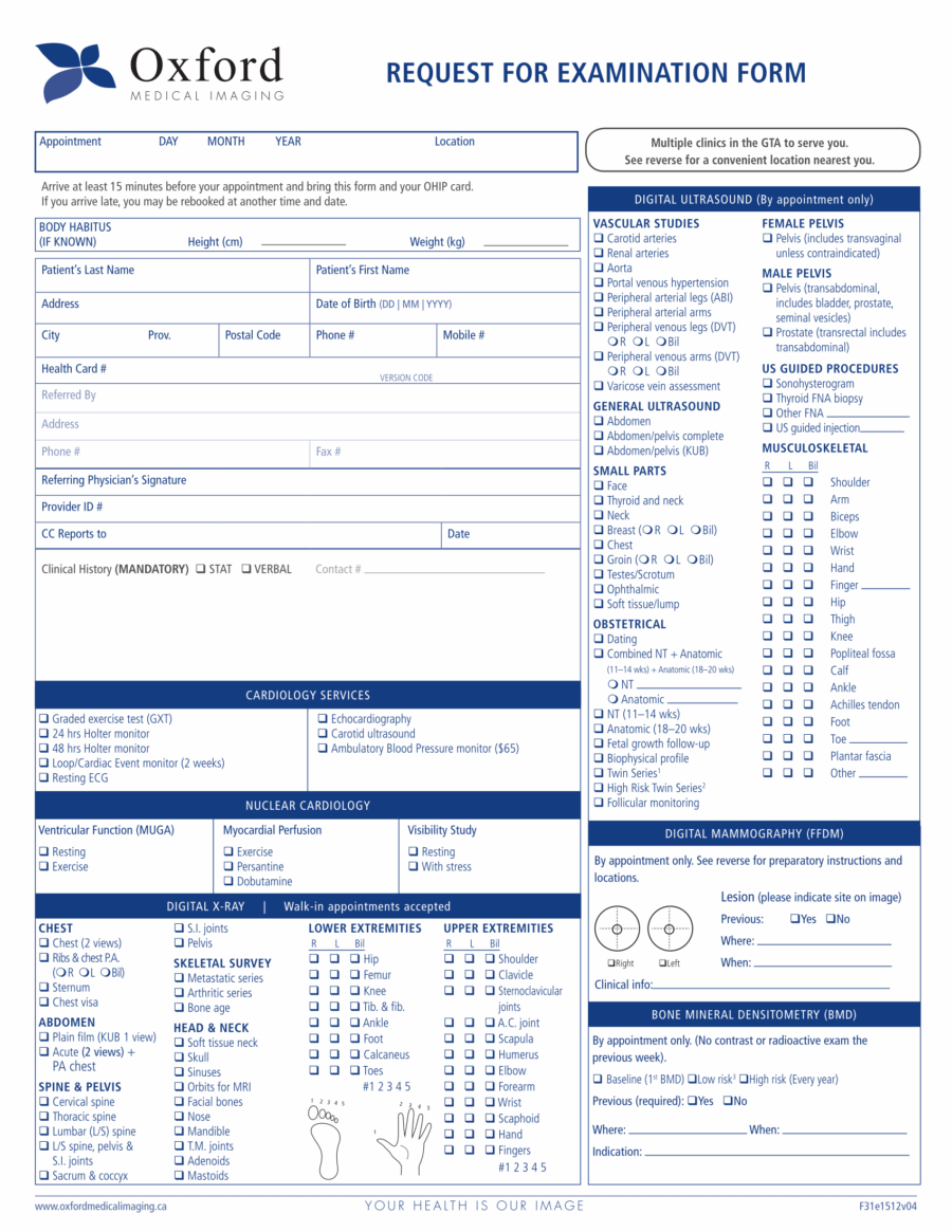 Oxford Medical Imaging Ultrasound Requisition 2020