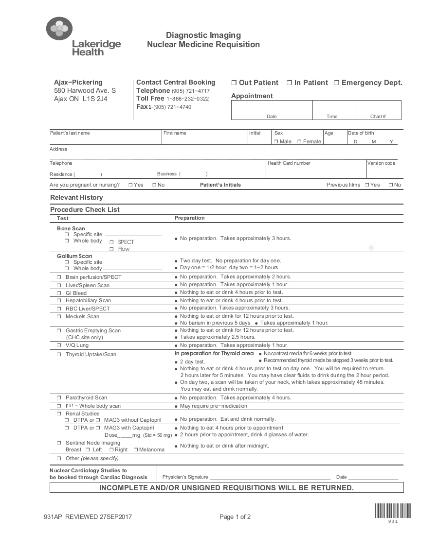 Lakeridge Health Diagnostic Imaging Nuclear Medicine