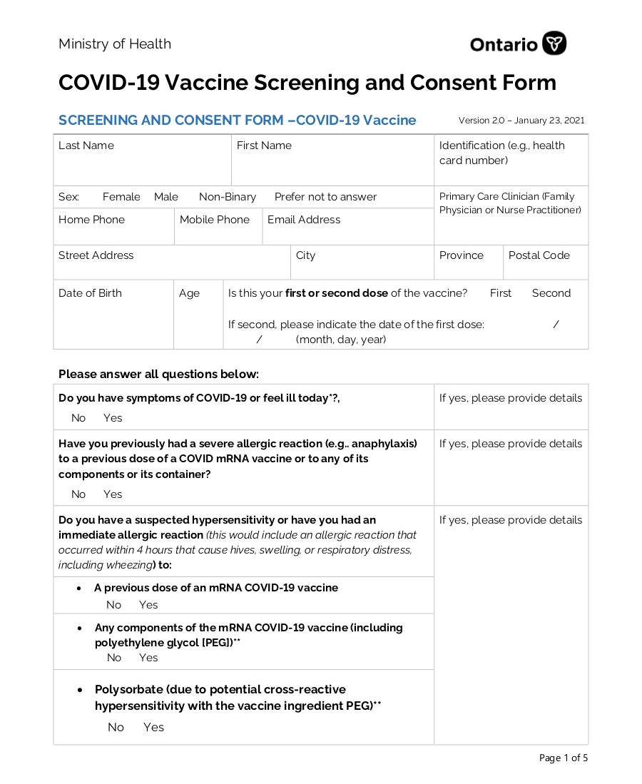 COVID 19 Consent Form