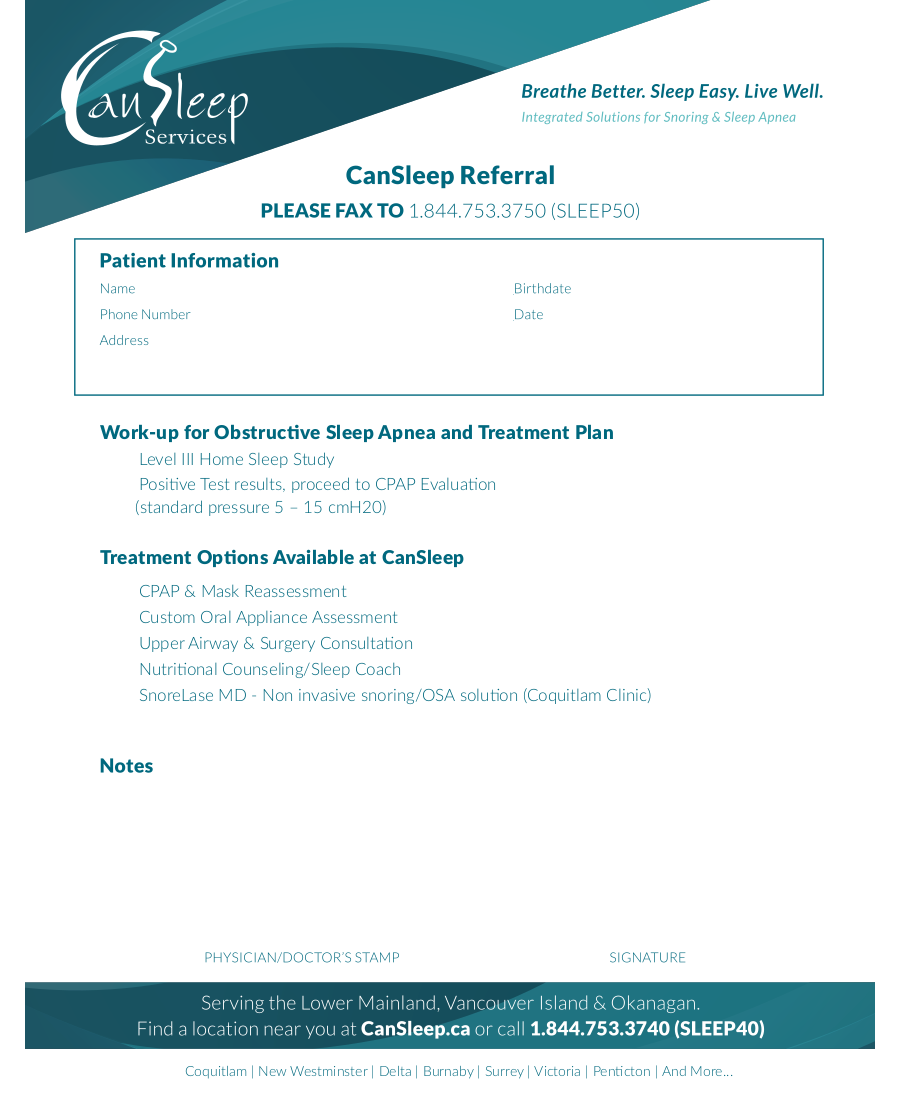 CanSleep 2019 Referral eForm