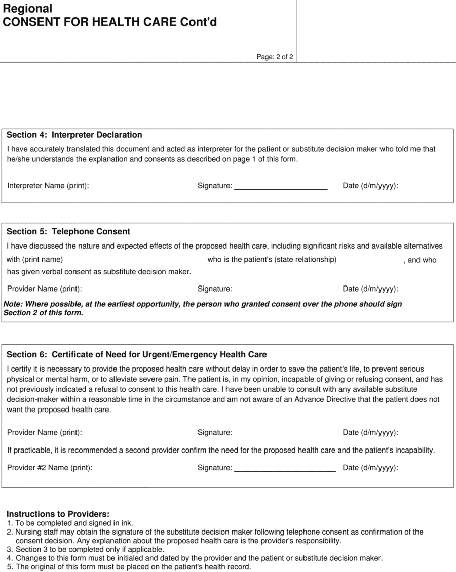 Fraser Health Consent for Procedures and Transfusions Page 2
