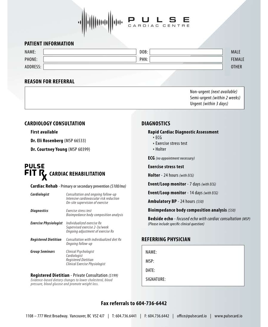 Pulse Cardiac Centre referral eForm