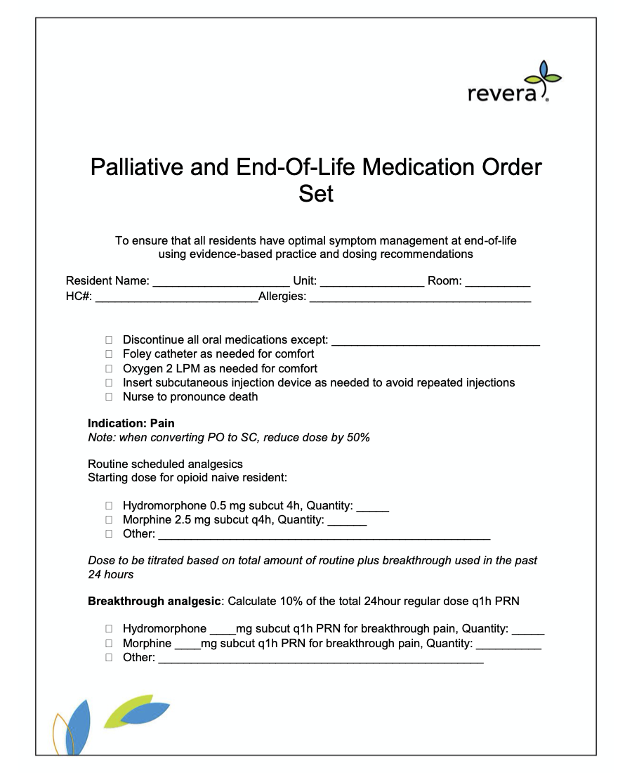 Revera End of Life Orders