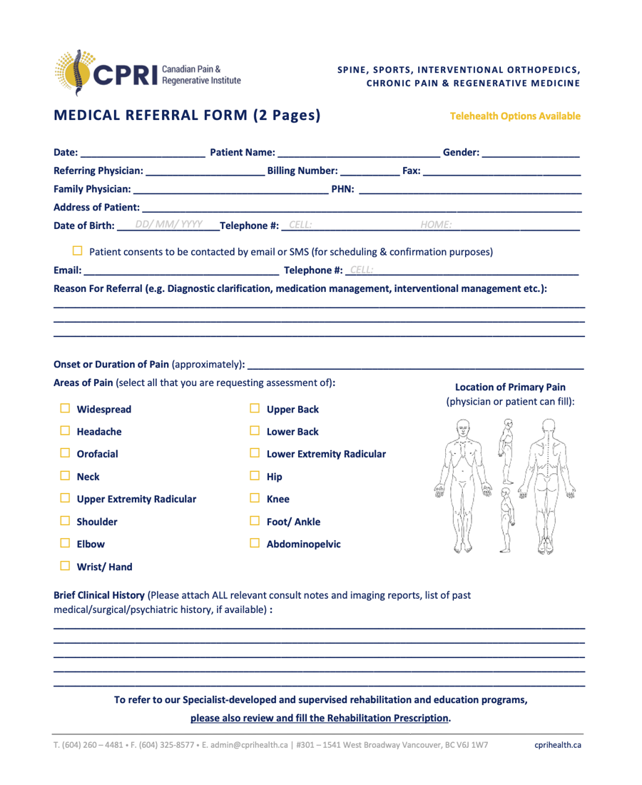 Canadian Pain and Regenerative Institute