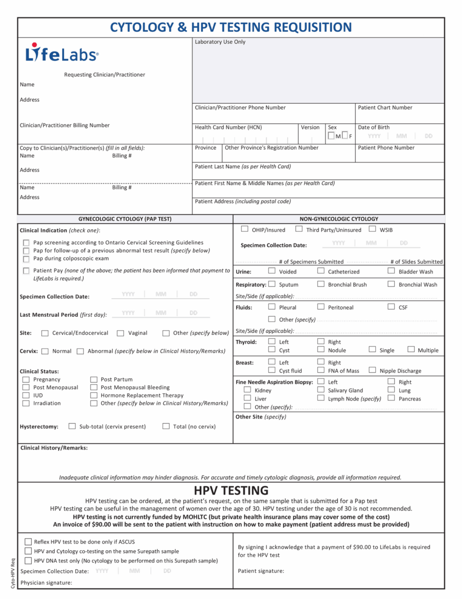 LifeLabs Cytology and HPV Testing Ontario