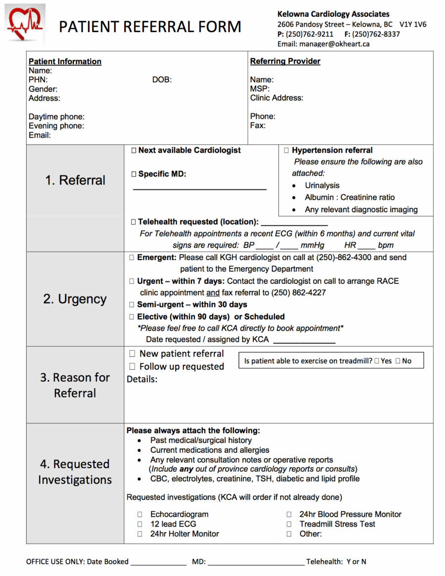 Kelowna Cardiology Associates Referral eForm 2019