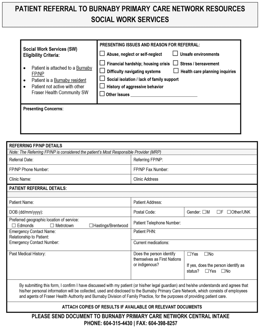 Social Work Referral Form Burnaby Prmary Care Network circa 2020 V3