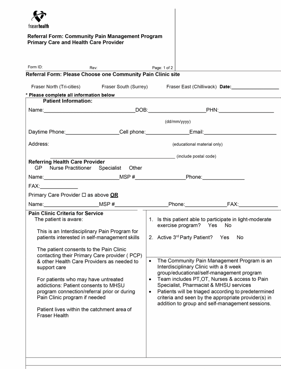 Community Pain Management Program Fraser Health