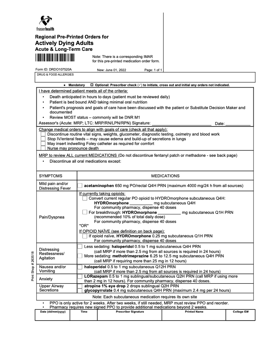 FHA Actively Dying Protocol 2022