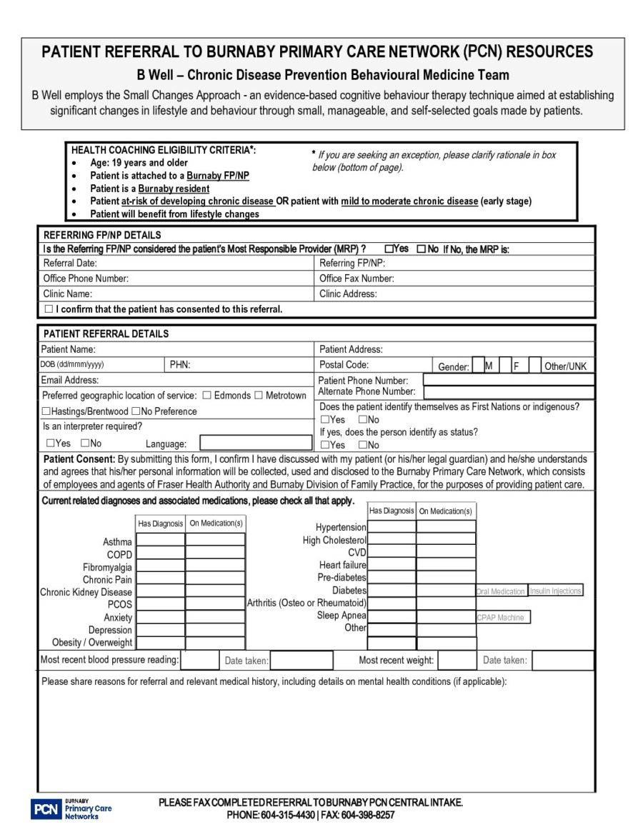 Burnaby Division: B Well Chronic Disease Prevention Behavioural Medicine Team