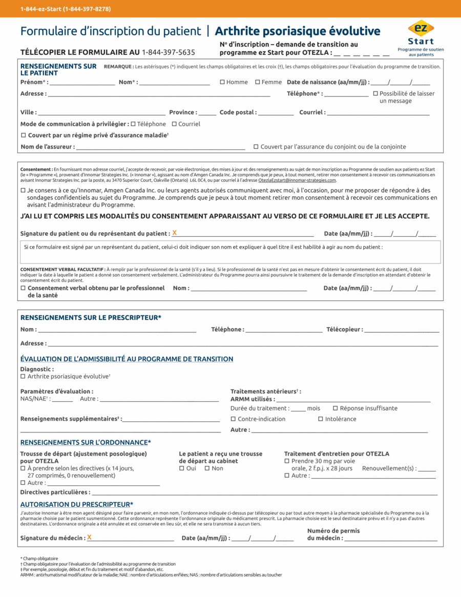 Otezla PSP Formulaire d_inscription arthrite psoriasique evolutive 2020-08