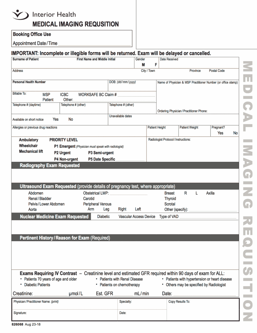 Interior Health Medical Imaging Requisition 2019