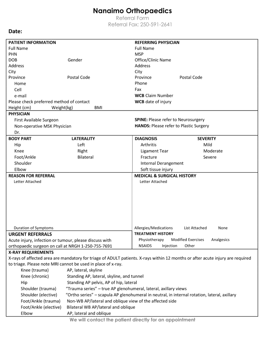 Nanaimo Orthopaedics Referral