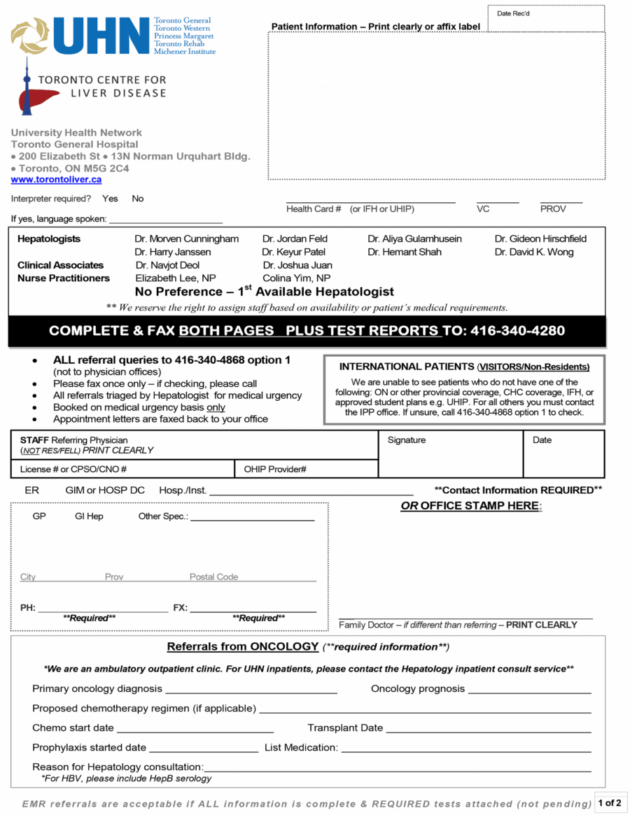Toronto Centre for Liver Disease eForm